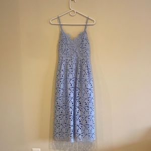 Light Blue Lace Midi Dress - Size Medium